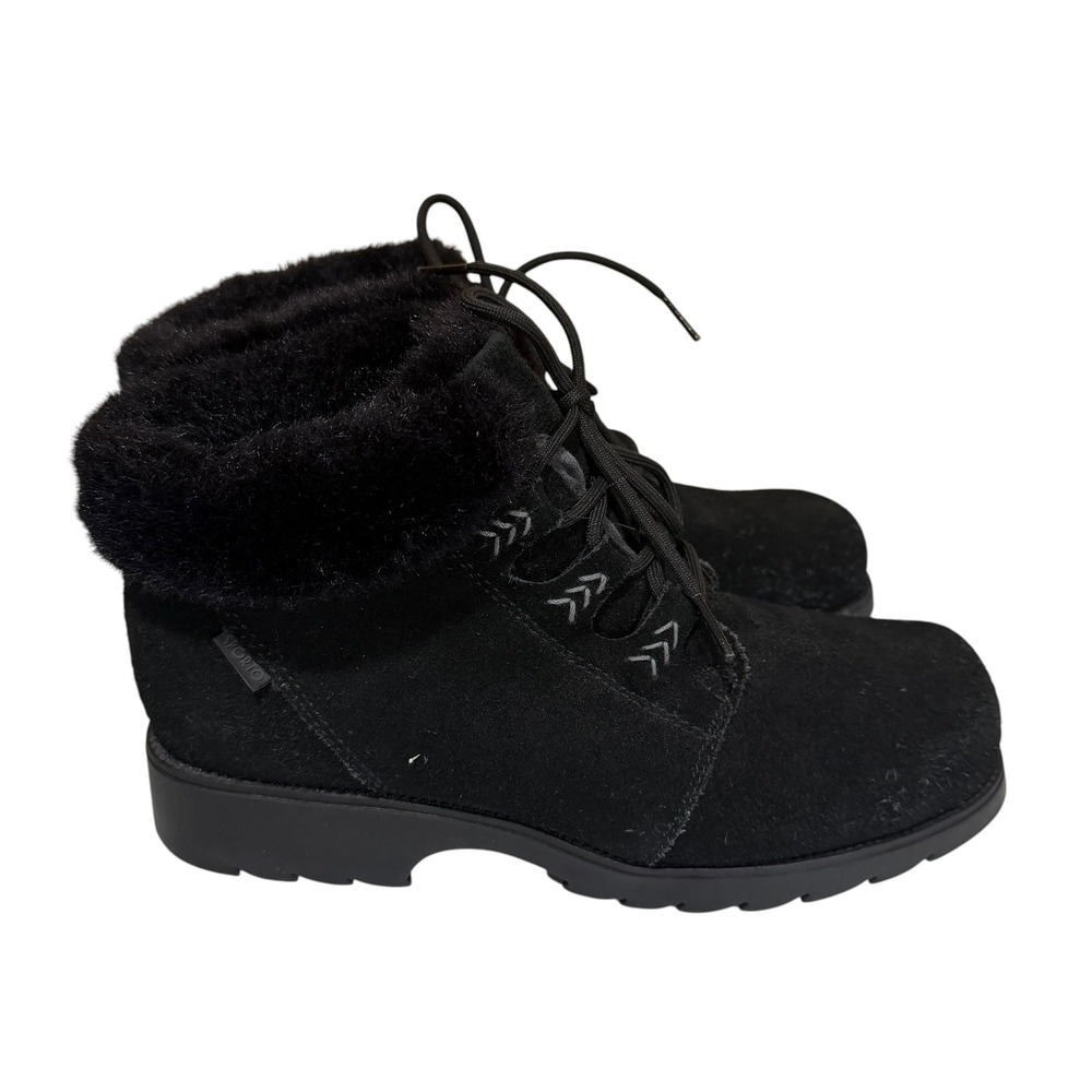 Sporto Insulated‎ Waterproof Winter Boots Black Suede Faux Fur Lace Up Womens 9M
